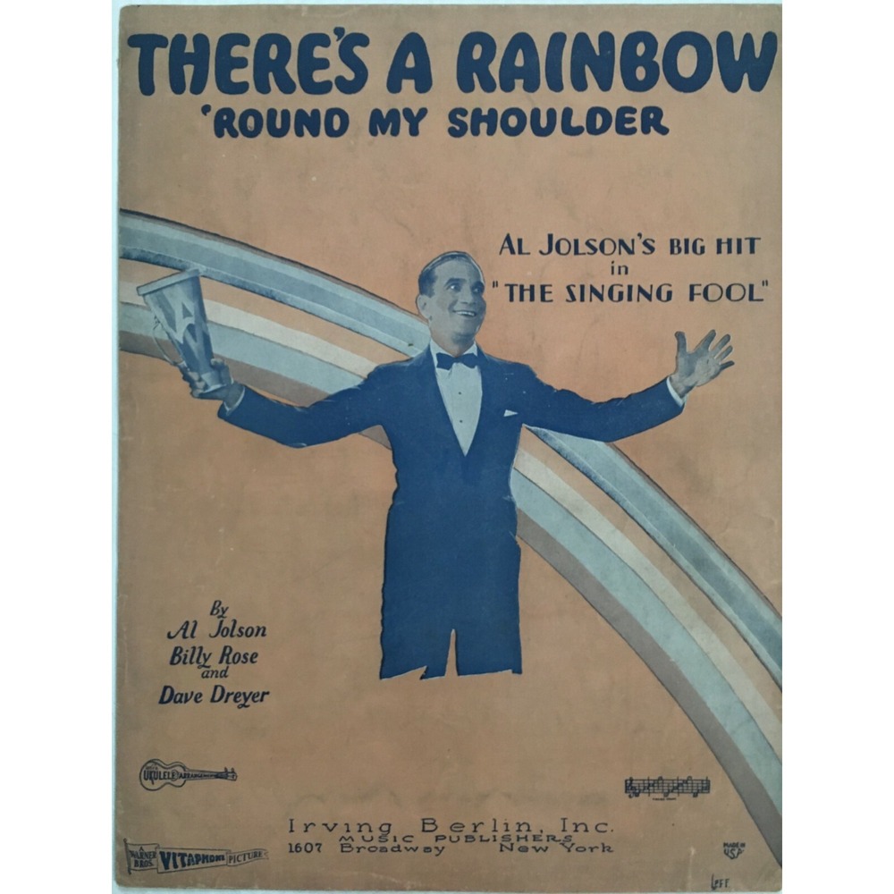 There's a Rainbow Round my Shoulder Jolson Rose Dreyer Vintage Sheet Music 1928